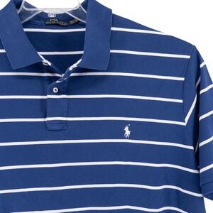 Polo Ralph Lauren Men's 3XLT Blue White Stripe Short Sleeve Polo Shirt Soft Knit
